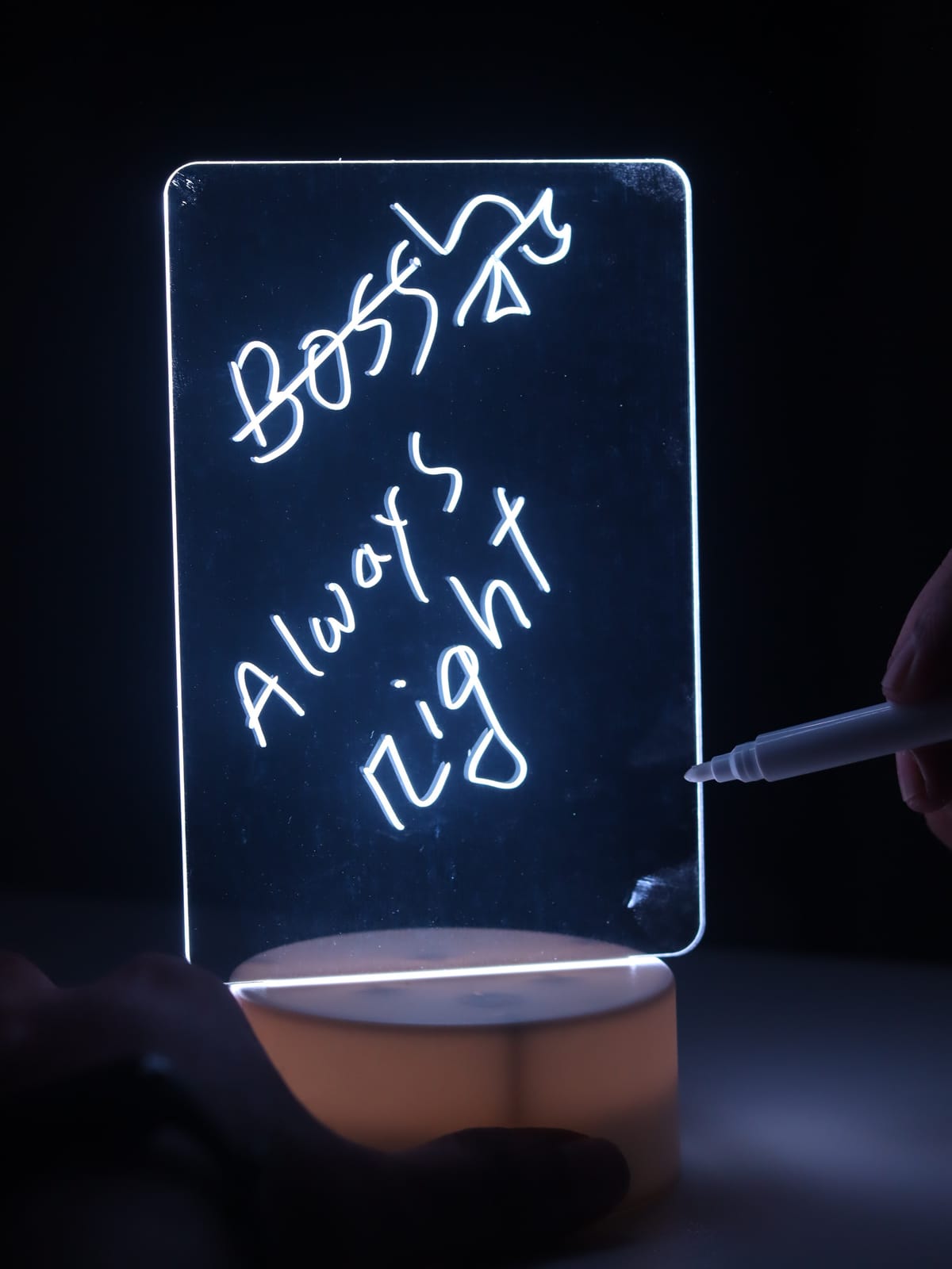 Acrylic Multicolor Night Lamp with Writable Board and Eraser Pen